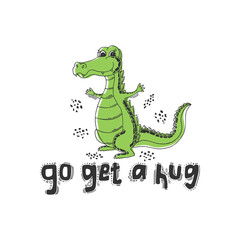 Obraz premium Hand drawn cute crocodile and the inscription 