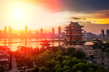 tengwang pavilion,one of Chinese famous ancient building in Nanchang,Jiangxi,China