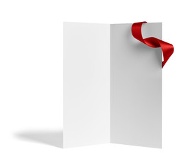 folded leaflet red ribbon bow paper template book desktop calendar