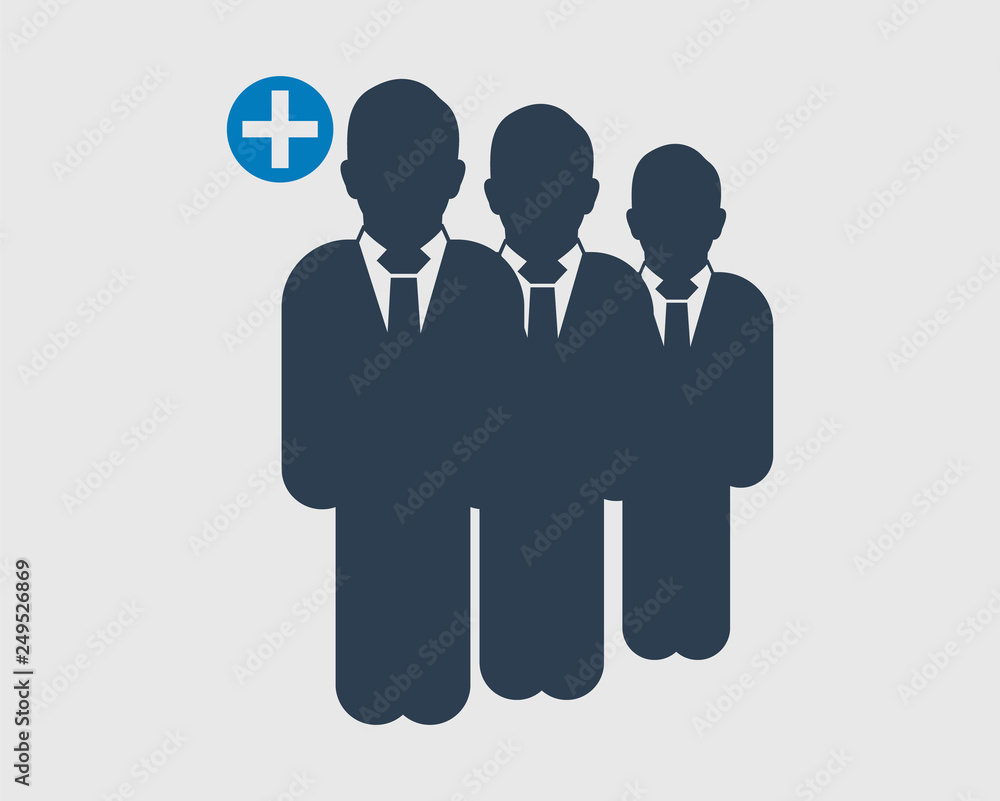 Poster increase or add users icon. standing male symbol on gray background. flat style vector eps.