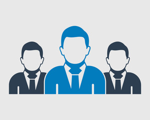 Business Team Icon. Employees behind the leader. Flat style vector EPS.