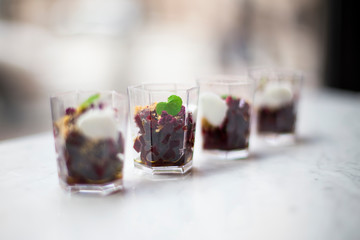 Beetroot, goats cheese and walnut appetizers