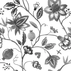 Keuken foto achterwand Grijs Aquarel bloemen vector patroon
