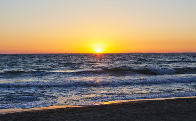 Sunset in Kusadasi beach at Turkey