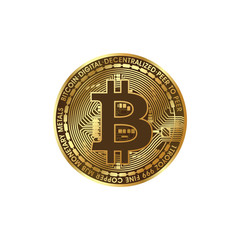 natural gold bitcoin on a white background vector