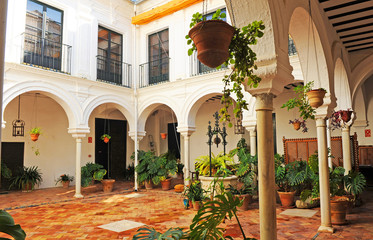 Patio of the House Palace Marquis of the Towers in Carmona, Andalusia, Spain 