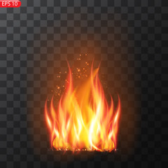 Trail of fire.Burning flames translucent elements special Effect.Realistic burning fire flames vector effect 