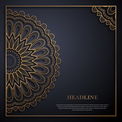 Gold and black greeting card template in retro style. Great design for any purposes: invitation, flyer, menu, brochure or leaflet