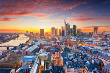 Frankfurt am Main, Germany. Aerial cityscape image of Frankfurt am Main skyline during beautiful...
