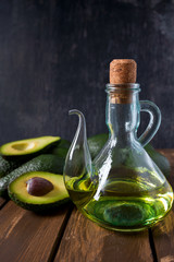 avocado oil on wooden surface