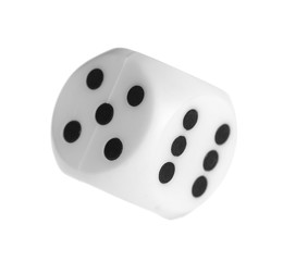  Gambling dice rotate, macro isolated on white background, top view and clipping path, series