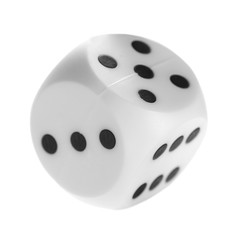  Gambling dice rotate, macro isolated on white background, top view and clipping path, series