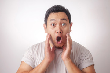 Asian Man Shocked with Mouth Open