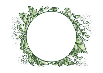 Hand drawn rounded floral frame.