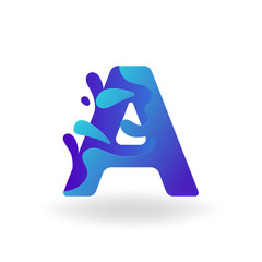 Aa logo letter with blue gradient color and glow style