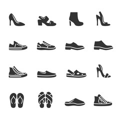 Vector set of shoes icons. - obrazy, fototapety, plakaty