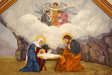 La Nativité. Eglise Saint-André. Dommancy. / Nativity. St. Andrew's Church. Domancy. - obrazy, fototapety, plakaty