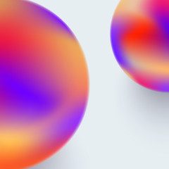 White abstract background with shiny spectrum color 3d balls.