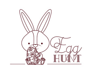 egg hunt label with bunny isolated icon