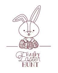 happy easter hunt label with rabbit icon
