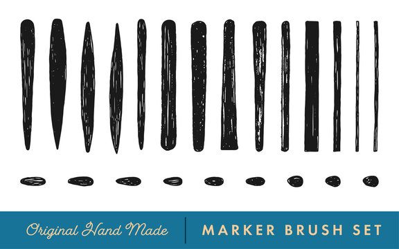 Hand-Drawn Marker Brush Set for Caligraphic Lettering, Doodle and Sketch