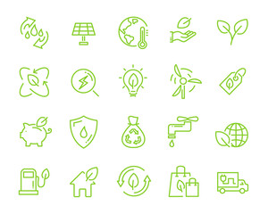 set of eco plastic icons, such as reuse, recycle, nature, green energy, zero waste