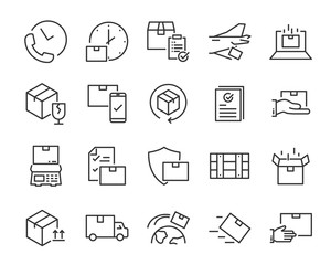 set of send icons, such as delivery, transport, mail, service