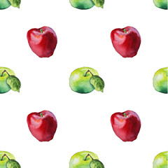 Watercolor pattern with apples
