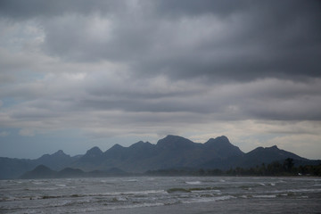 Rocks on the horizon, the coast of Thailand.