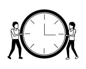 man and women with clock time