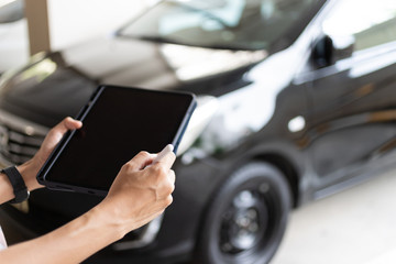 Check the engine system Before traveling, check the car mileage number, Garages, Car Care. Image use one stop service concept.