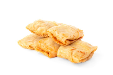 Stuffed cabbage isolated on white background.