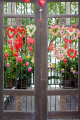 Fototapeta na wymiar flowers in the door