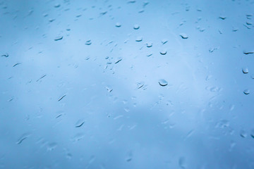 raindrops on the window against the sky