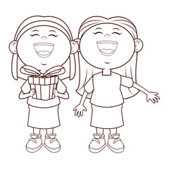 children girls holding gift