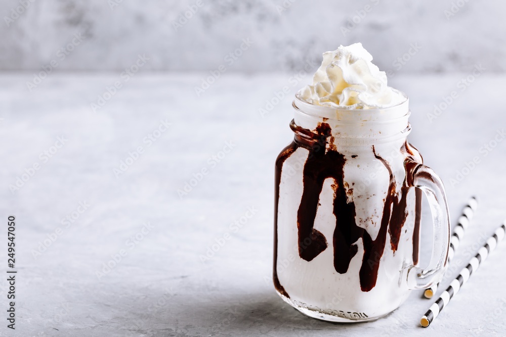 Wall mural Frozen Hot Chocolate with whipped cream in mason jar - Wall murals