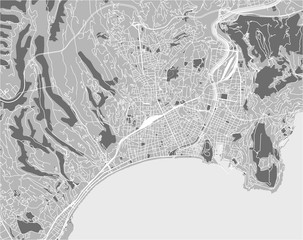vector map of the city of Nice, Provence-Alpes-Cote dAzur, Alpes-Maritimes, French Riviera, France