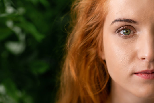 Beautiful young freckled green-eyed lady with red hair