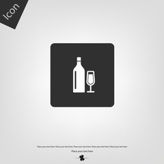 Wine bottle and glass vector icon