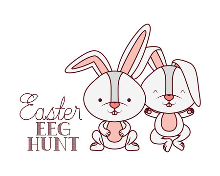 easter egg hunt label with rabbit icon
