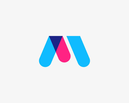 Letter M, W Logotype. Colorful Overlay Vector Icon Logo