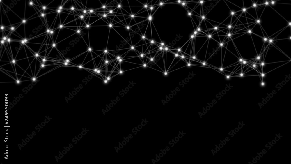 Poster digital computer data and network connection triangle lines and dots in futuristic technology concep