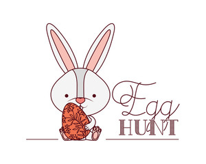 egg hunt label with bunny isolated icon