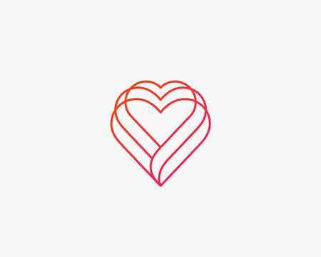 Linear heart vector logo. Valentines day medical health logotype.