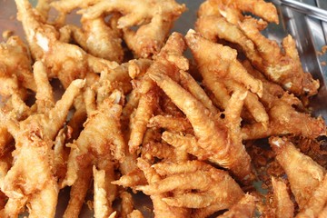 Fried chicken feet delicious in street food