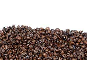 Coffee beans frame on the white background.