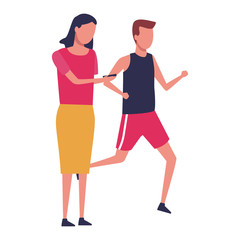 faceless couple sports outfit