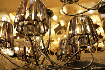 ceiling lamps, chandeliers in the store