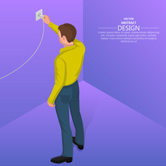 Person connects the power plug