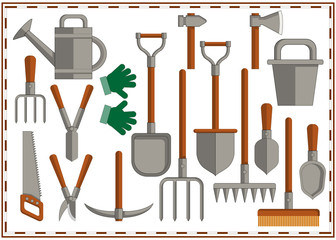 Set of garden tools. Isolated on white background. Vector illustration.